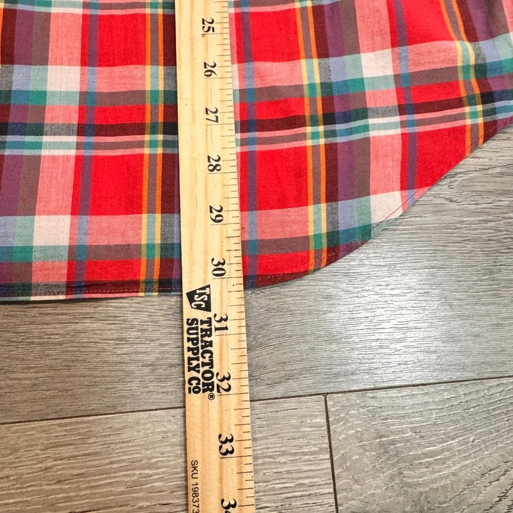 J.Crew Mens Red Plaid Short Sleeve Button Down Shirt‎ Size Large L